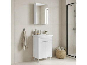 Set mobile lavabo con specchio (2 pezzi) "Purus 55" - 55 x 50 x 83 cm - Bianco 2
