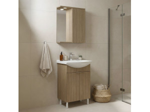 Set mobile lavabo con specchio (2 pezzi) "Purus 55" - 55 x 50 x 83 cm - Rovere 2