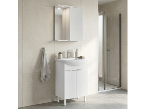 Set mobile lavabo con specchio (2 pezzi) "Purus 55" - 55 x 50 x 83 cm - Bianco 2