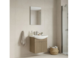 Set mobile lavabo con specchio (2 pezzi) "Purus 55" - 55 x 50 x 58 cm - Rovere 2