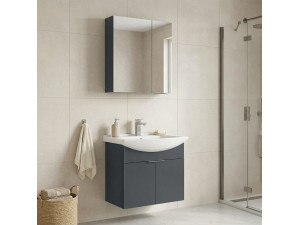 Set mobile lavabo con specchio (2 pezzi) "Purus 65" - 65 x 50 x 58 cm - Antracite opaco 2