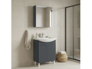 Set mobile lavabo con specchio (2 pezzi) "Purus 65" - 65 x 50 x 83 cm - Antracite opaco 2