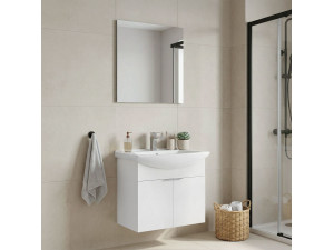 Set mobile lavabo con specchio (2 pezzi) "Purus 65" - 65 x 50 x 58 cm - Bianco 2