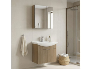 Set mobile lavabo con specchio (2 pezzi) "Purus 65" - 65 x 50 x 58 cm - Rovere 2