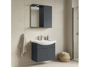 Set mobile lavabo con specchio (2 pezzi) "Purus 65" - 65 x 50 x 58 cm - Antracite opaco 2