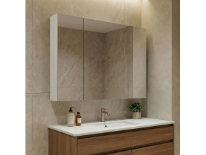 Mobile da bagno con specchio "Nuvola 100 v2" - 97 x 16 x 66 cm - Cashmere 2