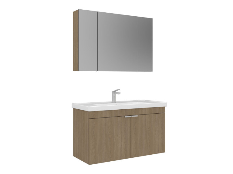 Set mobile lavabo con specchio (2 pezzi) "Desna 100" - 100 x 45 x 58 cm - Rovere