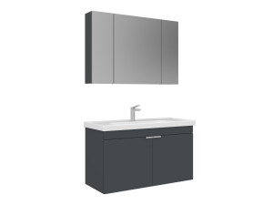 Set mobile lavabo con specchio (2 pezzi) "Desna 100" - 100 x 45 x 58 cm - Antracite opaco