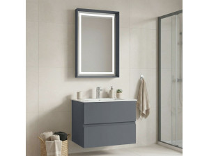 Set mobile lavabo con specchio (2 pezzi) "Nest 71 v2" - 71 x 51 x 55 cm - Grigio opaco 2