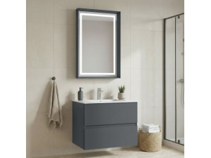 Set mobile lavabo con specchio (2 pezzi) "Nest 71 v2" - 71 x 51 x 55 cm - Antracite opaco 2