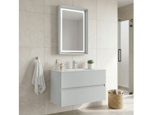 Set mobile lavabo con specchio (2 pezzi) "Nest 91 v2" - 91 x 51 x 55 cm - Cashmere opaco 2