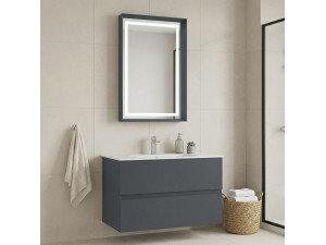 Set mobile lavabo con specchio (2 pezzi) "Nest 91 v2" - 91 x 51 x 55 cm - Antracite opaco 2