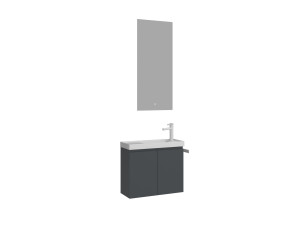 Set mobile lavabo con specchio (2 pezzi) "Ferla 60" - 60 x 22 x 50 cm - Antracite opaco