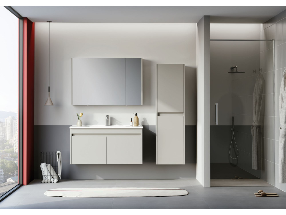 Set mobile lavabo con specchio (2 pezzi) "Arno 100" - 100 x 45 x 52 cm - Cashmere