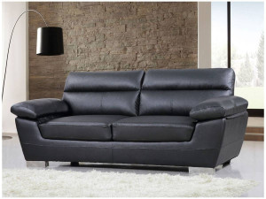 Divano in pelle rigenerata  / PVC "DALLAS" - 210 X 88 X 90 cm -  3 posti - Nero 2