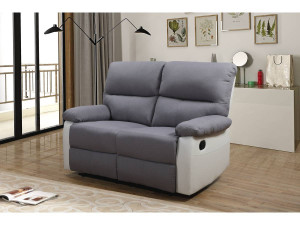 Divano "Lincoln" - 147 x 89 x 103 cm - 2 posti a sedere - Bianco / grigio chiaro 2