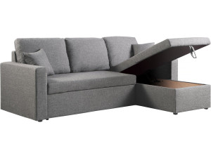 Divano angolare trasformabile/reversibile con cassapanca "Alain II" - 3 posti - Grigio chiaro