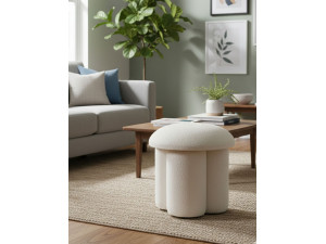 Pouf in tessuto "Magnus" - 45 x 45 x 48 cm - Bianco 2