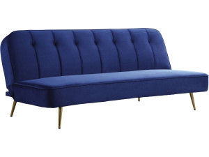 Divano letto in velluto  "James" - 180 x 83 x 75 cm - 3 posti a sedere - Blu scuro 2
