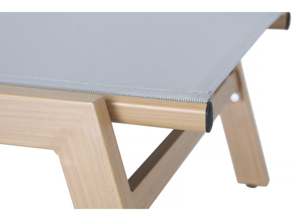 Set di 2 lettini "Elysia" in alluminio effetto legno - Grigio chiaro
