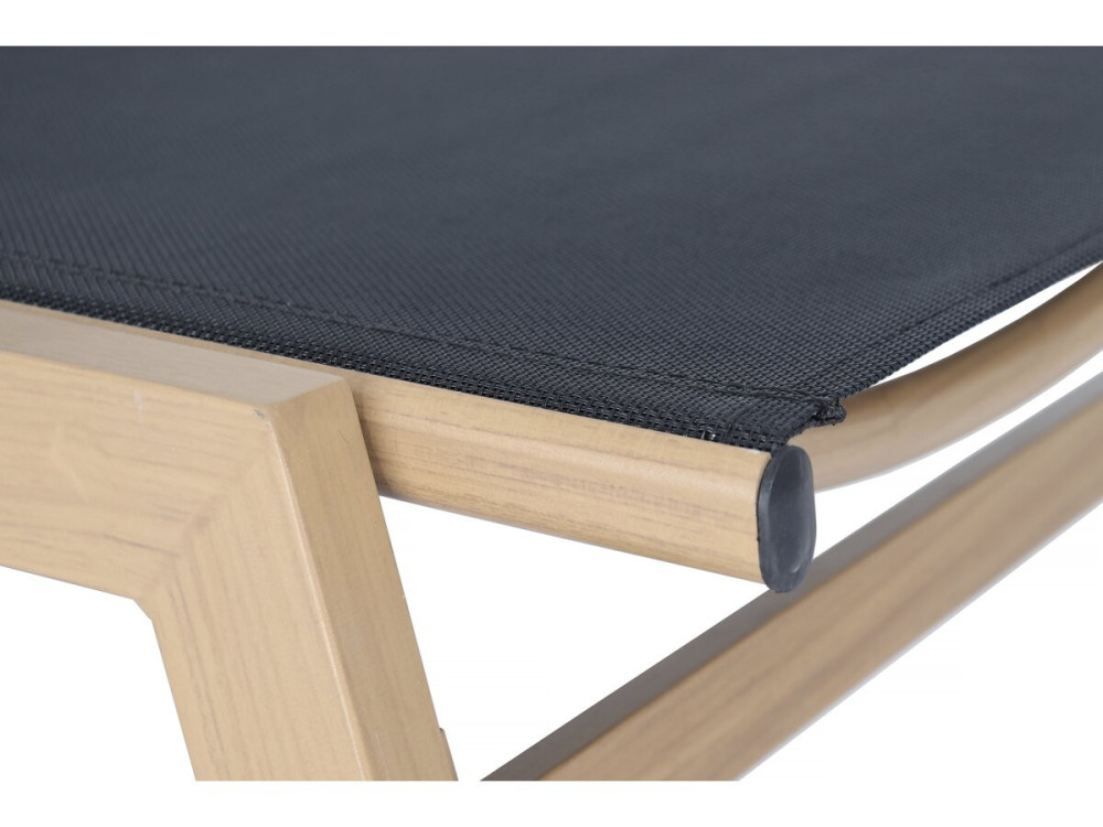 Set di 2 lettini "Elysia" in alluminio finto legno - Nero