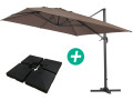 Ombrellone decentrato in alluminio SUN 4 - Rettangolare - 3 x 4 m - Talpa - Piastrelle incluse