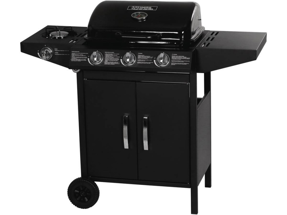 Barbecue gas "Festa 4" - 4 fuochi di cui 1 laterale - 10,5kW - nero