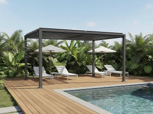 Pergola bioclimatica autoportante con lame orientabili "Howard" - 3 x 4 m - Gris 2