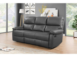 Divano reclinabile "Lincoln" - 197 x 89 x 103 cm - 3 posti - Grigio 2