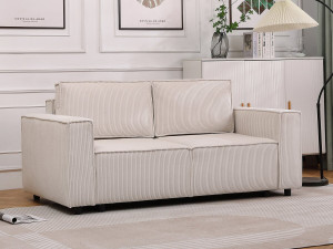 Divano letto in velluto a coste dritte “Montaigne S” - 3 posti - Beige 2