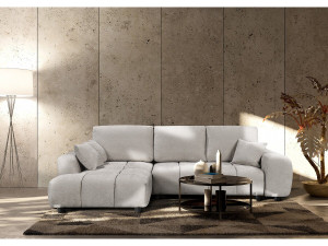 Divano letto angolare sinistro in tessuto ciniglia "Verneuil" - 3 posti - Beige 2