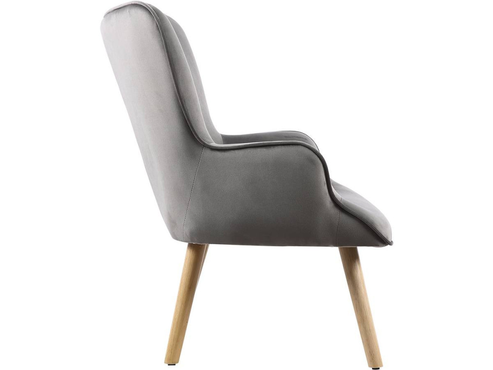 Poltrona in velluto stile scandinavo "Odense" - 73 x 81 x 92,5 cm - 1 posto - Grigio