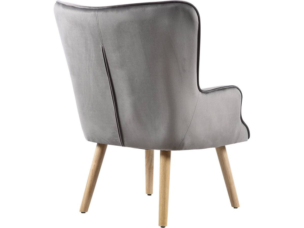 Poltrona in velluto stile scandinavo "Odense" - 73 x 81 x 92,5 cm - 1 posto - Grigio