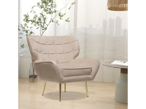Poltrona "Austin" in velluto - 79 x 71 x 79,5 cm - Beige 2