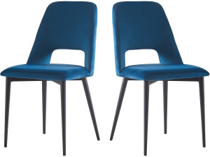 Set di 2 sedie in velluto "Fedora" - Blu scuro