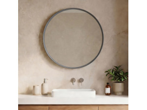 Specchio decorativo in legno "Moonlight 75 v2" - 75 x 7 x 75 cm - Grigio opaco 2