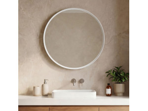 Specchio decorativo in legno "Moonlight 75 v2" - 75 x 7 x 75 cm - Bianco opaco 2