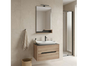 Set mobile lavabo con specchio (2 pezzi) "Galia 80 v2" - 100 x 50 x 50 cm - Rovere 2