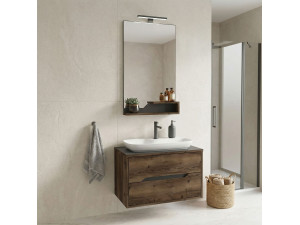 Set mobile lavabo con specchio (2 pezzi) "Galia 80 v2" - 100 x 50 x 50 cm - Noce 2