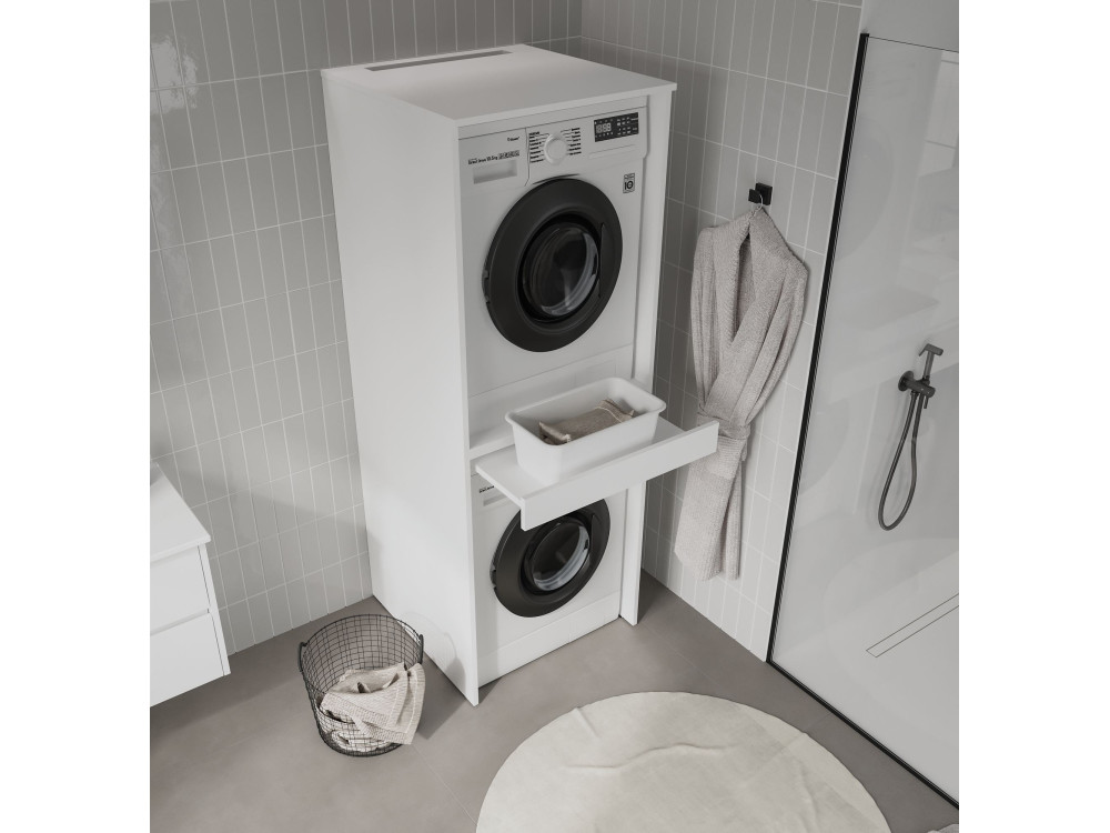 Mobile per lavatrice "Linfa 70" - 70 x 73 x 193 cm - Bianco opaco
