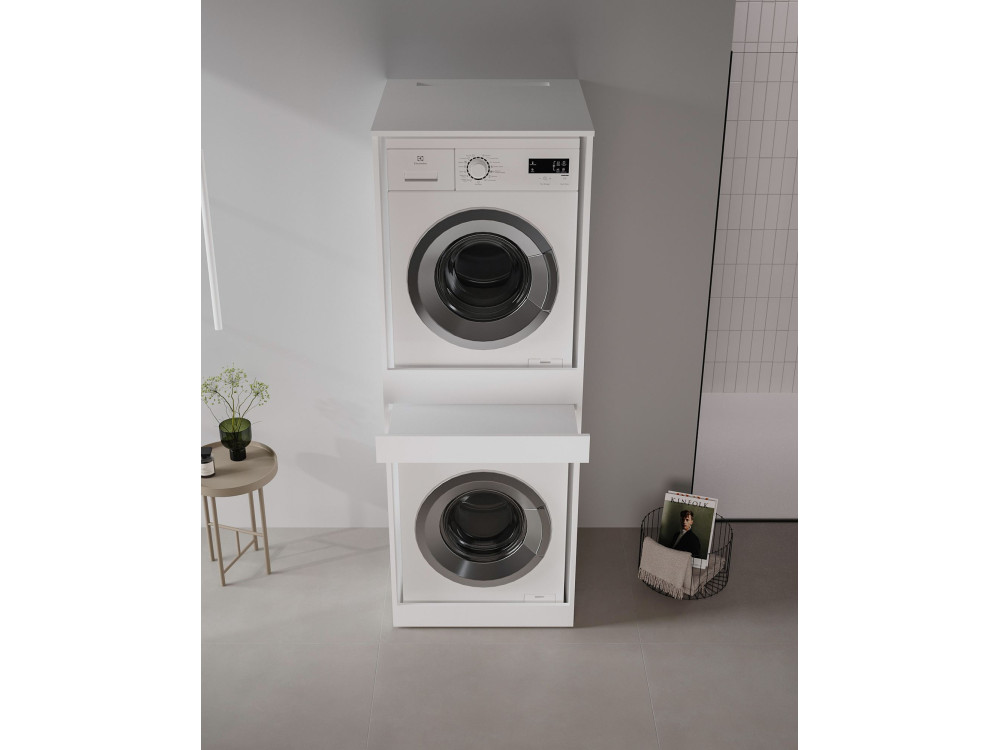 Mobile per lavatrice "Linfa 70" - 70 x 73 x 193 cm - Bianco opaco