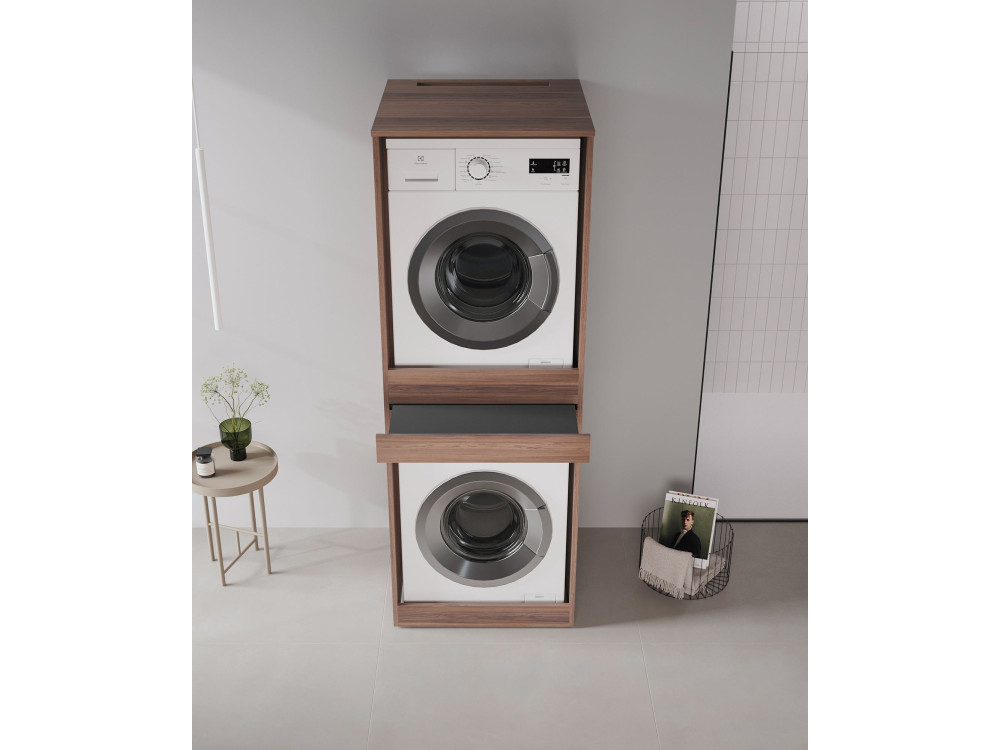 Mobile per lavatrice "Linfa 70" - 70 x 73 x 193 cm - Noce scuro