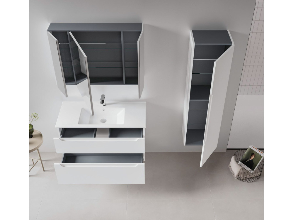 Mobile lavabo "Messina 100 v2" - 100 x 45 x 55 cm - Bianco opaco