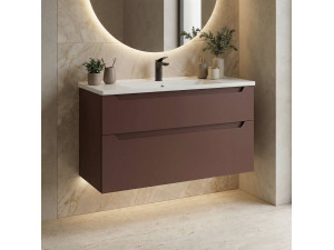 Mobile lavabo "Messina 100 v2" - 100 x 45 x 55 cm - Rosso opaco 2