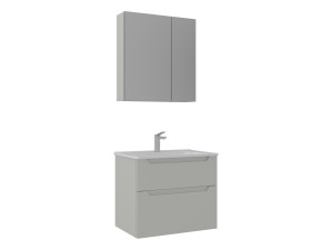 Set mobile lavabo con specchio (2 pezzi) "Messina 65 v2" - 65 x 45 x 55 cm - Cashmere opaco