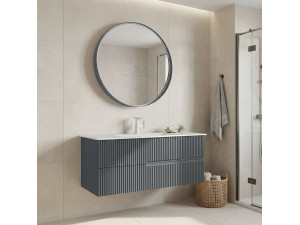 Set mobile lavabo con specchio (2 pezzi) "Moonlight 120 v2" - 121 x 51 x 51 cm - Grigio opaco 2