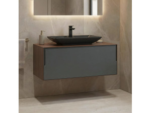 Mobile lavabo "Craft 100" - 100 x 50 x 40 cm - Noce / Antracite 2