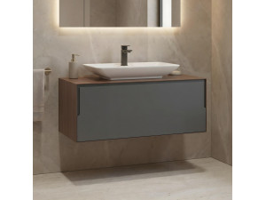 Mobile lavabo "Craft 100" - 100 x 50 x 40 cm - Noce / Antracite 2