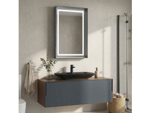 Set mobile lavabo con specchio (2 pezzi) "Craft 120" - 120 x 50 x 40 cm - Noce / Antracite 2