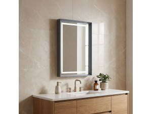 Specchio decorativo in legno "Craft 60 x 90 v2" - 60 x 10 x 90 cm - Antracite opaco 2